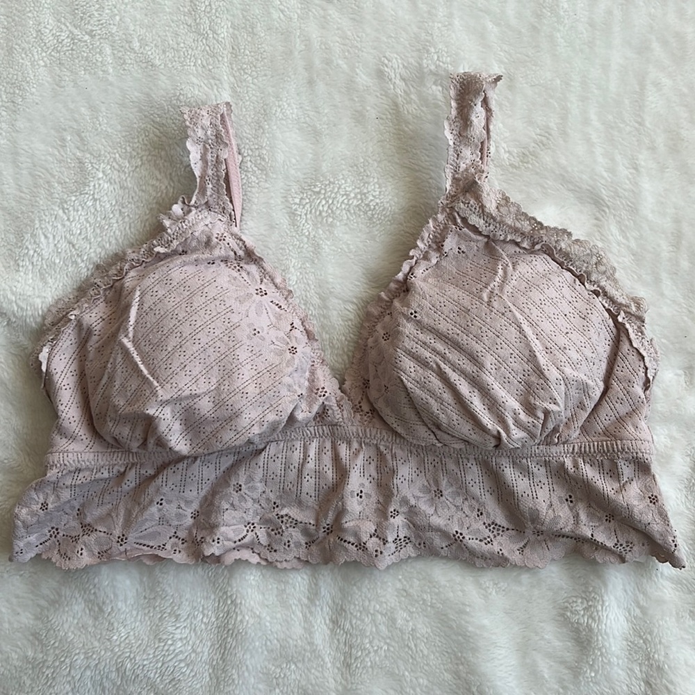 Aerie Pink Lace Bralette with Padding